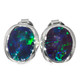 925 Silver Natural Blue Green Australian Opal Triplets Stud Earrings, 3/8"