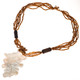 Carved Floral White Oyster Mother Of Pearl Shell Gold-tone Beads Choker Necklace