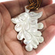 Carved Floral White Oyster Mother Of Pearl Shell Gold-tone Beads Choker Necklace