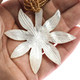 Carved Marijuana Leaf White Oyster Mother Of Pearl Shell Gold Beads Necklace