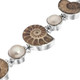 925 Silver 7pc Big White Mabe Pearl Ammonite Fossil Bracelet