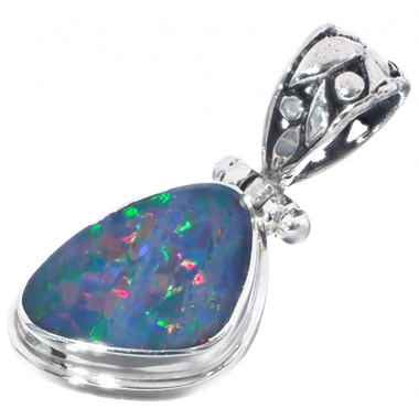 925 Silver Genuine Large Australian Mined Opal Aaa Sterling Pendant, 1 1/8"
