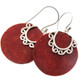 925 Sterling Silver Round Red Coral Sterling Earrings, 1"