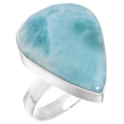 Domican Republic Blue Larimar 925 Sterling Silver Size 9 Ring, 1"