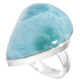 Domican Republic Blue Larimar 925 Sterling Silver Size 9 Ring, 1"