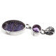Amethyst Charoite 925 Sterling Silver Pendant, 2 3/8"