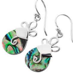 925 Silver Lavish Paua Abalone Shell Sterling Earrings, 13/16"