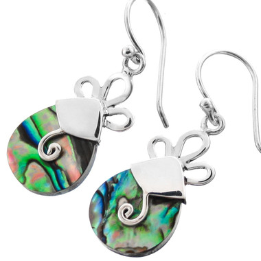 925 Silver Lavish Paua Abalone Shell Sterling Earrings, 13/16"