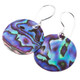 925 Silver Round Genuine Paua Abalone Shell Sterling Earrings, 7/8"