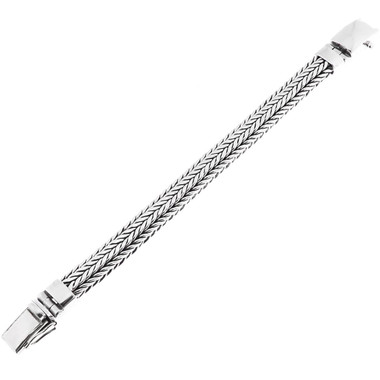 10mm Mens Braided Bali Handmade Chain 925 Sterling Silver Bracelet, 7-9"