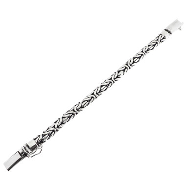 8mm Oval Byzantine Chain Bali Handmade 925 Sterling Silver Bracelet, 7-9.5"
