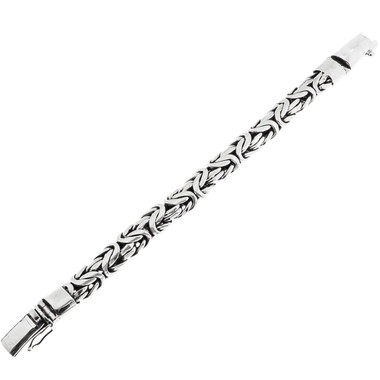 12mm Mens Oval Byzantine Chain Handmade 925 Sterling Silver Bracelet, 7.5-10"