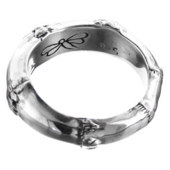 Bamboo Styled 925 Sterling Silver 6mm Bal  Band Stacking Ring, Sz 6