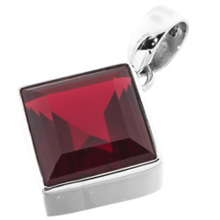 925 Silver Huge 15mm Red Garnet In Sterling Pendant, 1 1/8"