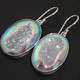 925 Silver Oval White Opal Titanium Druzy Drusy Sterling Earrings, 1"