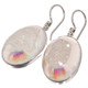 925 Silver Oval White Opal Titanium Druzy Drusy Sterling Earrings, 1"
