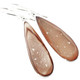 925 Silver Long Teardrop Brown Natural Druzy Drusy Sterling Earrings, 1 1/4"