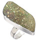 925 Silver Russian Pyrite Druzy Drusy Sterling Adj Sz 6 Ring,  1 1/8"