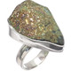 925 Silver Russian Pyrite Druzy Drusy Sterling Adj Sz 7 Ring,  1 1/8"