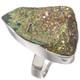 925 Silver Russian Pyrite Druzy Drusy Sterling Adj Sz 7 Ring,  1 1/8"