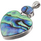 925 Silver Heart New Zealand Paua Abalone Shell Sterling Pendant, 2 1/4"