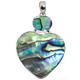 925 Silver Heart New Zealand Paua Abalone Shell Sterling Pendant, 2 1/4"