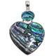 925 Silver Heart New Zealand Paua Abalone Shell Sterling Pendant, 2 1/4"