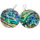 925 Silver Large Iridescent Round Paua Abalone Shell Sterling Earrings, 2"