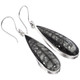 925 Silver Pear Moroccan Orthoceras Fossil Sterling Teardrop Earrings, 1 1/4"