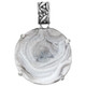 925 Silver Round Rosette Chalcedony Druzy Drusy Pendant, 1 5/8"