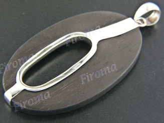 1 15/16" 925 Silver Sono Wood Pendant