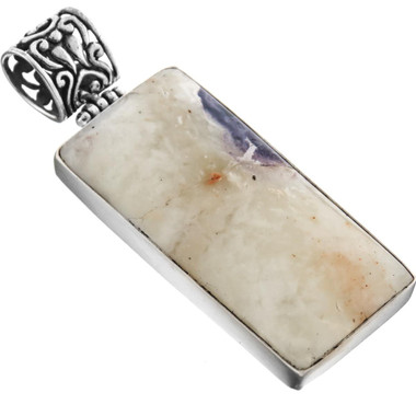 925 Silver Handmade Prairie Tanzanite Purple Cream Sterling Pendant, 2 1/8"