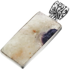 925 Silver Handmade Prairie Tanzanite Purple Cream Sterling Pendant, 2 1/8"