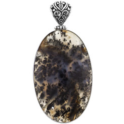 925 Silver Dendrite Agate Sterling Pendant, 2 5/8"