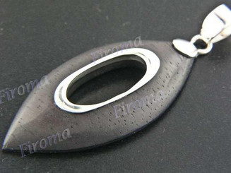 1 5/8" 925 Silver Sono Wood Pendant
