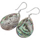 925 Silver Teardrop Genuine Paua Abalone Shell Pear Dangle Drop Earrings, 1 3/8"
