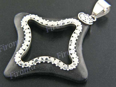 1 15/16" 925 Silver Sono Wood Pendant