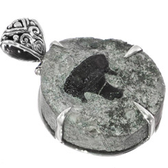 925 Silver Rare Clatodont Shark Fossil In Matrix Harrodsburg Sterling Pendant