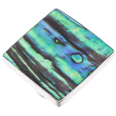 925 Silver Square Paua Abalone Shell Sterling Us 6 Ring, 1"