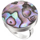925 Silver Colorful Paua Abalone Shell Sterling Adj Sz 6 Ring, 1"