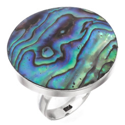 925 Silver Colorful Paua Abalone Shell Sterling Adj Sz 6 Ring, 1"