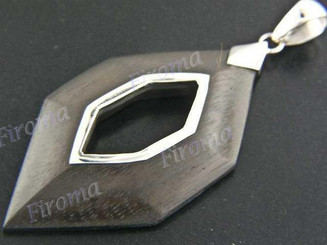 2 3/16" 925 Silver Sono Wood Pendant