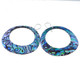 925 Silver 60mm Paua Abalone Shell Hoop Hoops Sterling Earrings, 2 3/8"
