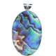 925 Silver Oval Paua Abalone Shell Sterling Pendant, 2"