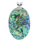 925 Silver Oval Paua Abalone Shell Sterling Pendant, 2"