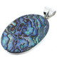 925 Silver Oval Paua Abalone Shell Sterling Pendant, 2"