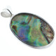 925 Silver Oval Paua Abalone Shell Sterling Pendant, 2"