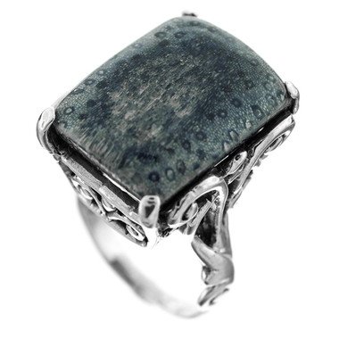 925 Silver Rare Genuine Blue Coral Sterling Sz 6 Ring