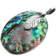 925 Sterling Silver Paua Shell Leaf Sterling Pendant, 2"