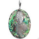 925 Sterling Silver Paua Shell Leaf Sterling Pendant, 2"